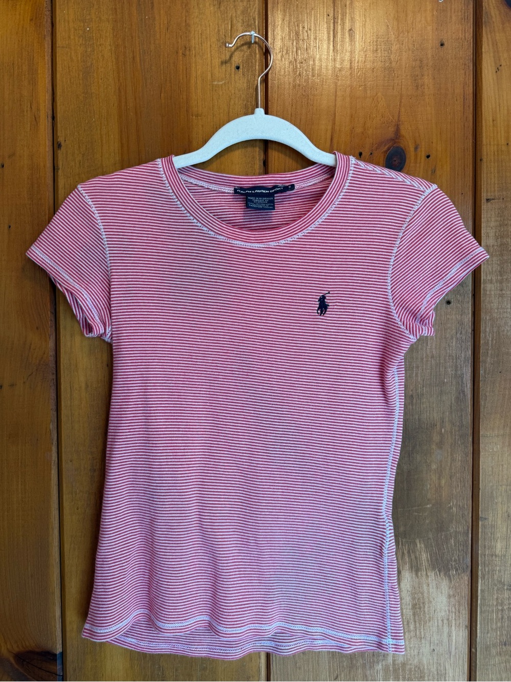 Ralph Lauren Striped Pink & White Cotton Tee